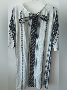 Black and White Striped Boho Tunic Dress